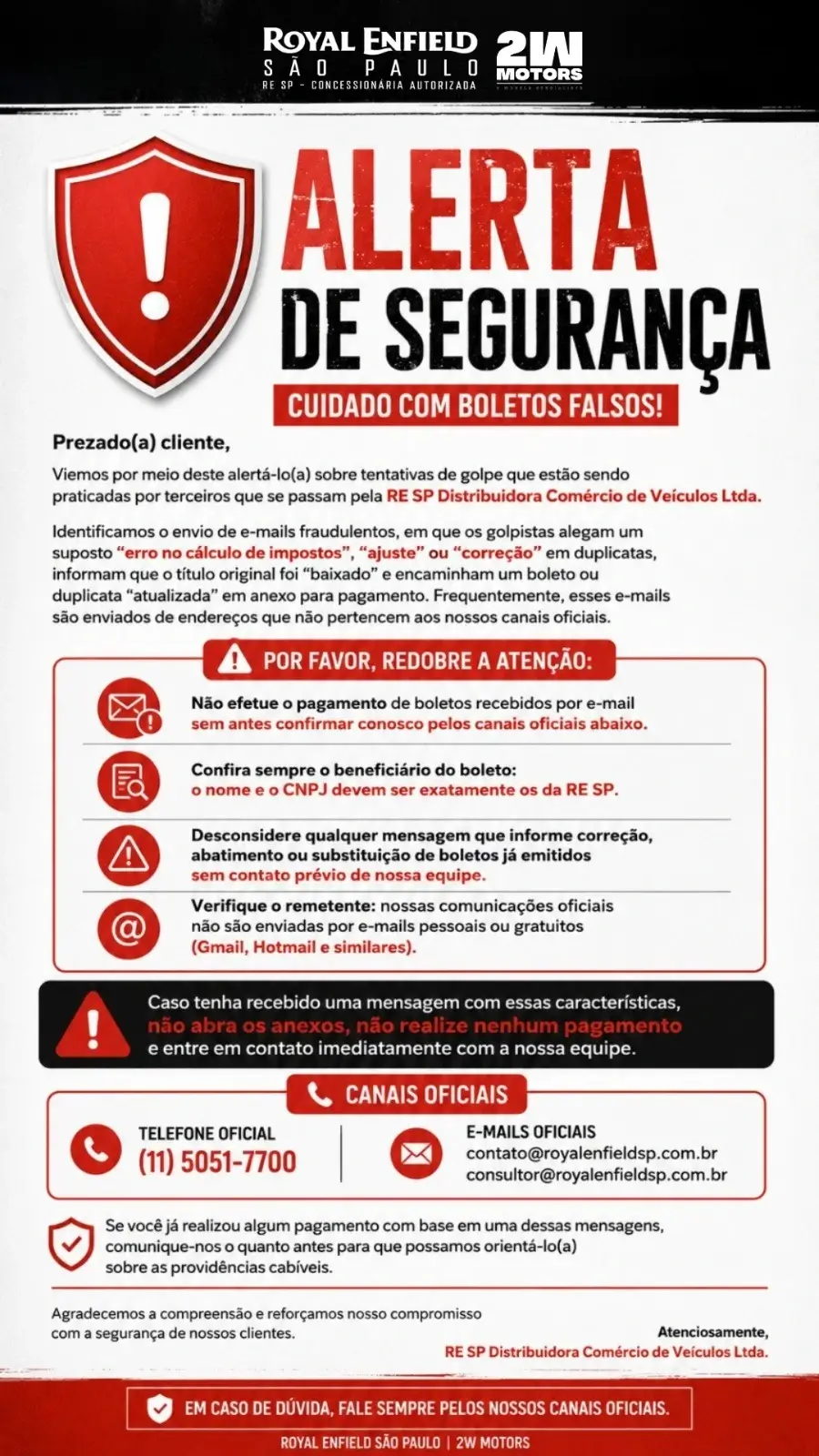 Alerta de Segurança - Cuidado com boletos falsos